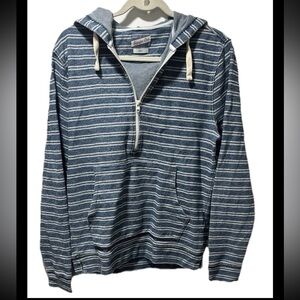 Johnnie-O Bales 1/2 Zip Hoodie Laguna Blue Men’s Small Striped Baja Beach Casual